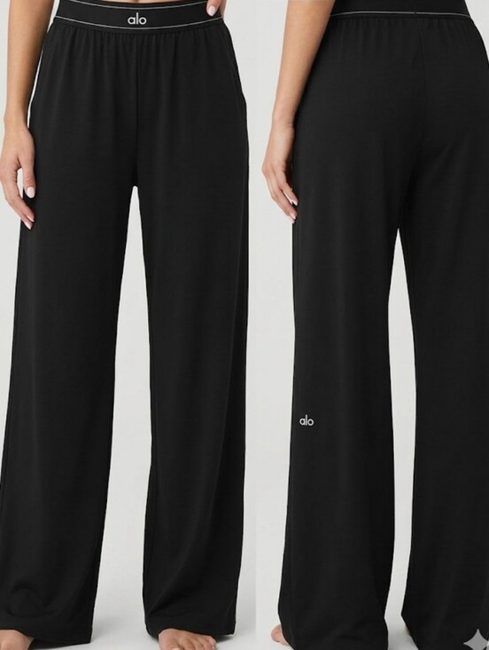 ALO Yoga Pants - Alo Yoga Black Wide Leg Lounge Pants Soft Stretch Quiet Luxury Athleisure